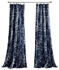 Forest Window Panel Set, Navy curtains