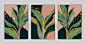 Three figure triptych flowers abstract