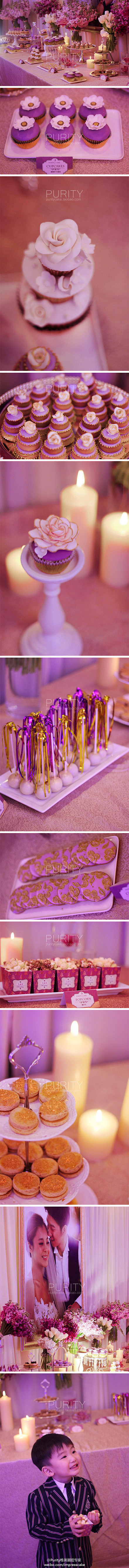 甜品台定制#紫金系的甜品台，每朵花都经过...