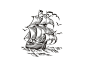 Gallion ocean sea ship illustration logo icon pen and ink etching vector engraving engraving
