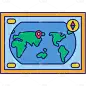 手绘-初高中课程辅导贴纸-世界地图