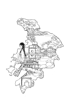 白鹭为霜采集到插画-中国风场景