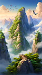 数字艺术山水风光背景图片-众图网