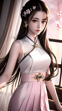 白色梅花旗袍无袖装 | 无界AI