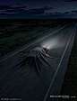 汽车赛车公路合成道路场景创意海报广告设计