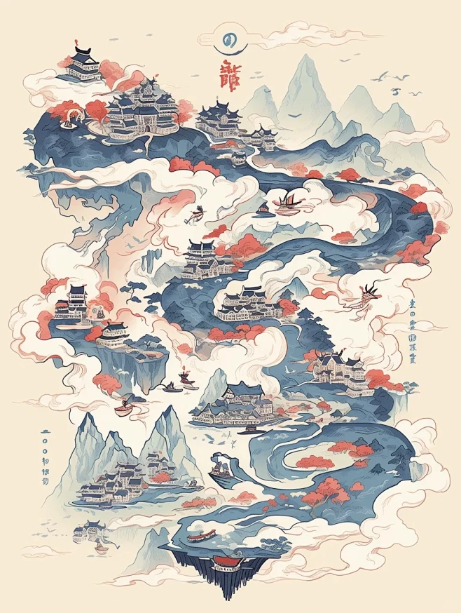 Ai绘画|古风地图系列！这次效果更好！