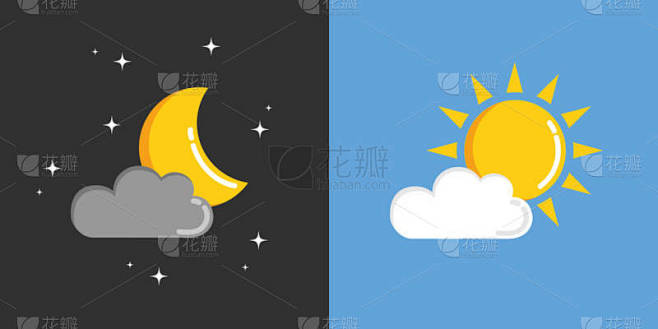 白天和黑夜天空中的太阳和月亮