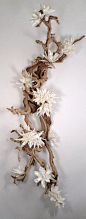 Ghostwood and Grapewood with White Magnolias - Wall hanging - 80"H x 36"W x 13"D - FL5036 from LDF Silk