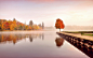 General 1920x1200 nature landscape fall trees water calm reflection pier forest mist lake