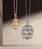 A video of swaying David Yurman Tides pendant necklaces in 18K yellow gold with pavé diamonds or sterling silver with pavé diamonds. 