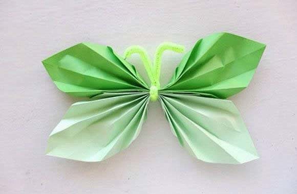 儿童简单折纸蝴蝶的折法 蝴蝶折纸图解-w...