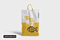 黄白配色的小清新购物袋样机素材 样机贴图 