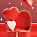 valentine's day scene on background with open red heart, in the style of lifelike renderings, lightbox, light red and white, confessional, bold colors, dynamic lines, vray, ricoh gr iii