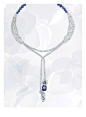 2014-Chaumet Hortensia necklace in platinum with diamonds, tanzanite, sapphires and a cushion-cut 10.73ct tanzanite.
