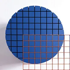 Top view photo of the steel grid which fits perfectly in the grooves on the top of the geometrical elements. Designed by Nort Studio, Urban Spaces is a set of wood and steel modular bench system. #productdesign #furnituredesign #wood #steel #detailsmatter