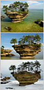 美国密歇根州奇景 Turnip Rock，在Huron湖边。无论夏天还是冬天，都让人震撼。