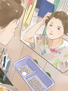 肖x  的插画 清晨洗漱