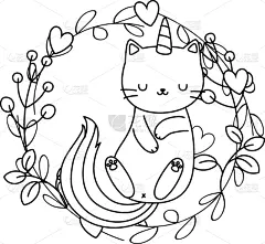 猫,独角兽,卡通,可爱的,自然,幻想,灵感,图像,设计