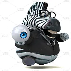 有趣的斑马- 3D插图