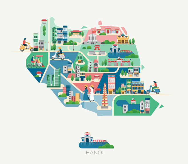 【眼前一亮系列】亚洲城市旅行插画地图——...