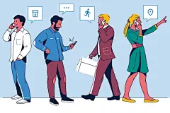 打电话交流沟通人物插画矢量图设计素材