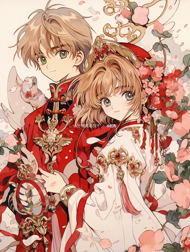 魔卡少女樱壁纸｜旧漫画风小樱&小狼-花瓣网