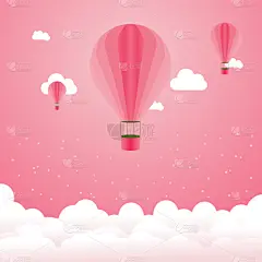 贺卡,情人节卡,天空,粉色,气球,半空中,可爱的,云景,清新,风