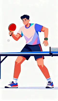 扁平风乒乓球运动比赛插画人物图片