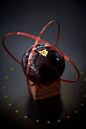 biscuit sacher, marmelade d'oranges confites, coque gourmande au chocolat noir