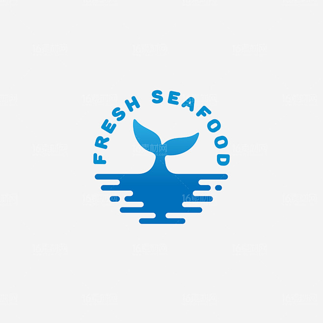 蓝色抽象海洋海鲜logo矢量素材