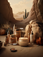 AI绘画沙漠场景写实风格化妆品，真香！！