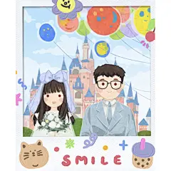 Q版头像定制婚礼婚纱情侣手绘写实请柬插画卡通水彩logo请帖设计-淘宝网