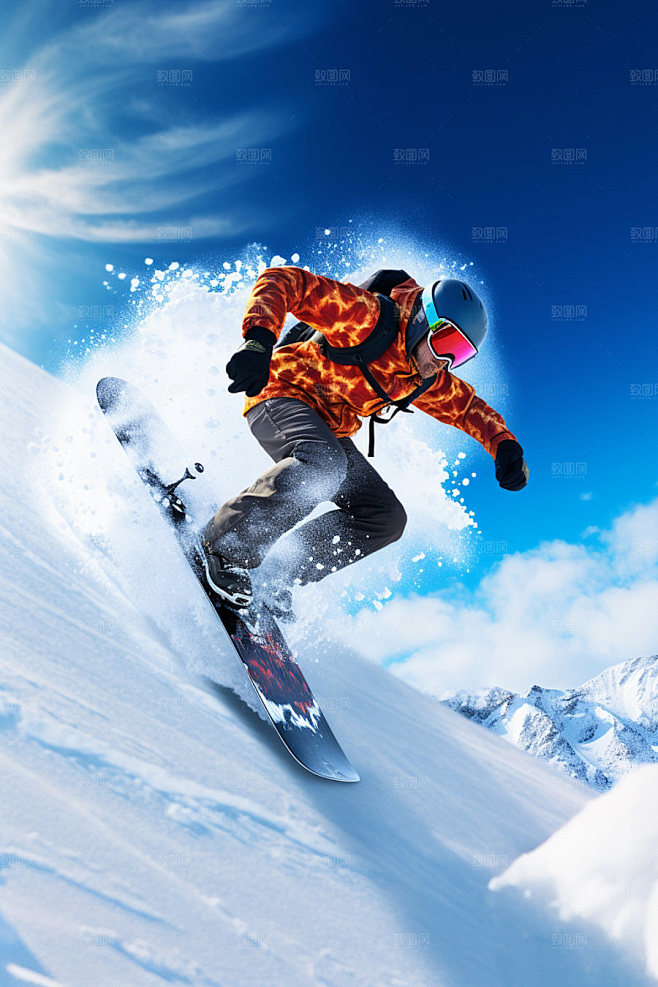 极限运动高山滑雪AI摄影图