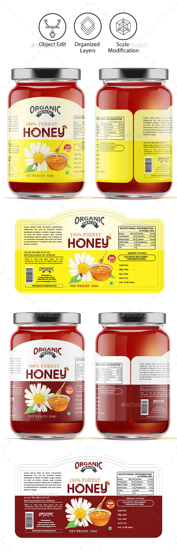 蜂蜜标签模板卷1 -包装印刷模板Hone...