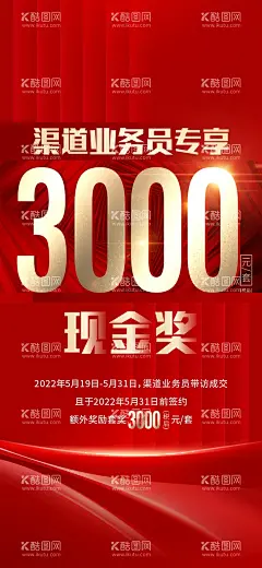 渠道现金奖海报  - 源文件下载【酷图网】海报,房地产,渠道,热销,现金奖,奖励,业务员,专享,数字,大字报,红金,