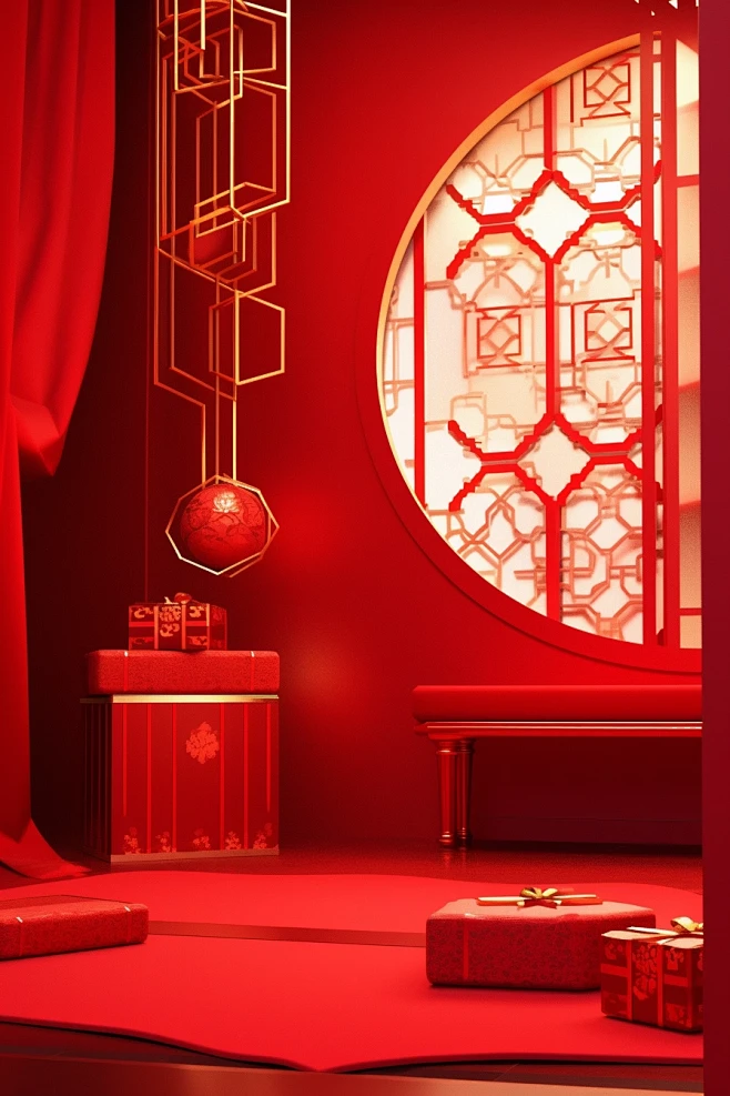 A red room with a go...