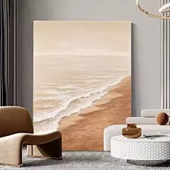 海边沙滩肌理抽象画侘寂风装饰画客厅落地画玄关大海手绘油画挂画-淘宝网