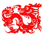 红色中国剪纸龙矢量线稿中国龙素材