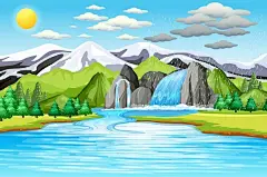 水循环插画矢量图设计素材
