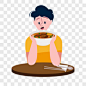 喝汤的男生人物元素卡通手绘PNG图片➤来自 PNG搜索网 pngss.com 免费免扣png素材下载！