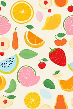 小清新艺术主题水果花纹底图背景图