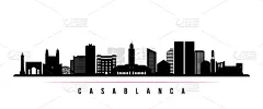 卡萨布兰卡,摩洛哥,城市天际线,矢量,式样,水平画幅,模板,黑白图片,剪影