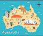 卡通世界国家地图指南旅游美食名胜风景动物插图AI矢量设计素材