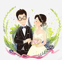 卡通情侣 结婚 元素 免抠png 设计图片 免费下载 页面网页 平面电商 创意素材