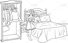 可爱的,女孩,儿童,毛衣,沙发,小的,连衣裙,恶作剧,乱画,着色