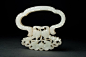 JP: White Jade Lock Bat & Peaches. Qing (1644-1911)