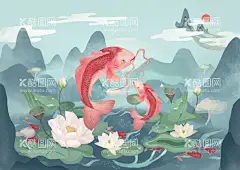 中国风插画  - 源文件下载【酷图网】中国风,国风,国潮,中式,新中式,现代,古风,复古,古典,文化,中华,日式,日式风,传统文化,传统,民族风,背景,底图,壁纸,招贴,海报,地产,广告,宣传,单透,详情页,店铺首页,展板,单页,彩页,传单,水墨,元素,装饰,创意,图案,素材,手绘,插画,插图,扁平风,锦鲤,鲤鱼,荷花,莲花,莲叶,