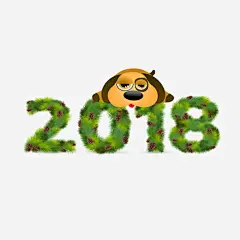 绿色萌狗2018字体免抠素材 生肖 设计图片 免费下载 页面网页 平面电商 创意素材 png素材