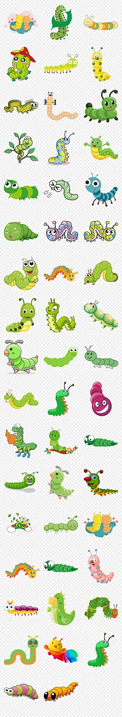 卡通手绘害虫毛毛虫海报素材背景图片PNG