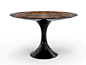 Round fiberglass dining table with wood veneer top JADE by GANSK_3